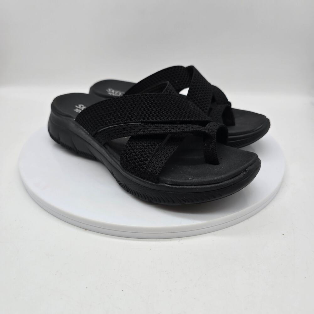 Skechers Yoga Foam Summits Fantasy Walk Sandals Cushioned Footbed Size 7 Black